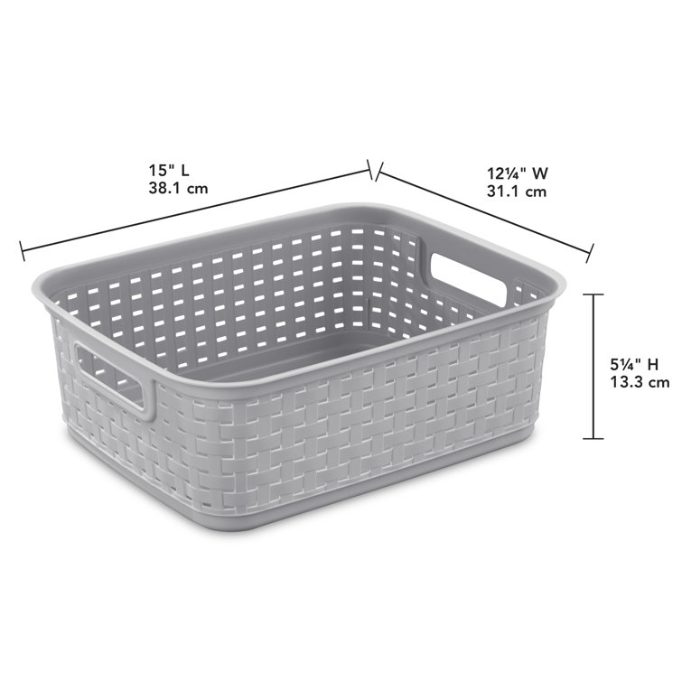 Sterilite Cement Gray Short Weave Wicker-Style Storage Basket