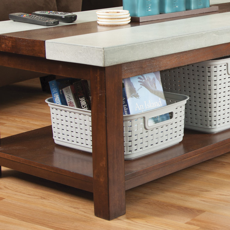 Sterilite Cement Gray Short Weave Wicker-Style Storage Basket