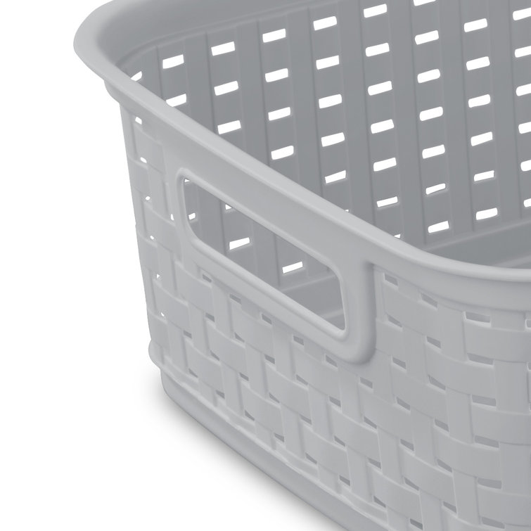 Sterilite Cement Gray Short Weave Wicker-Style Storage Basket