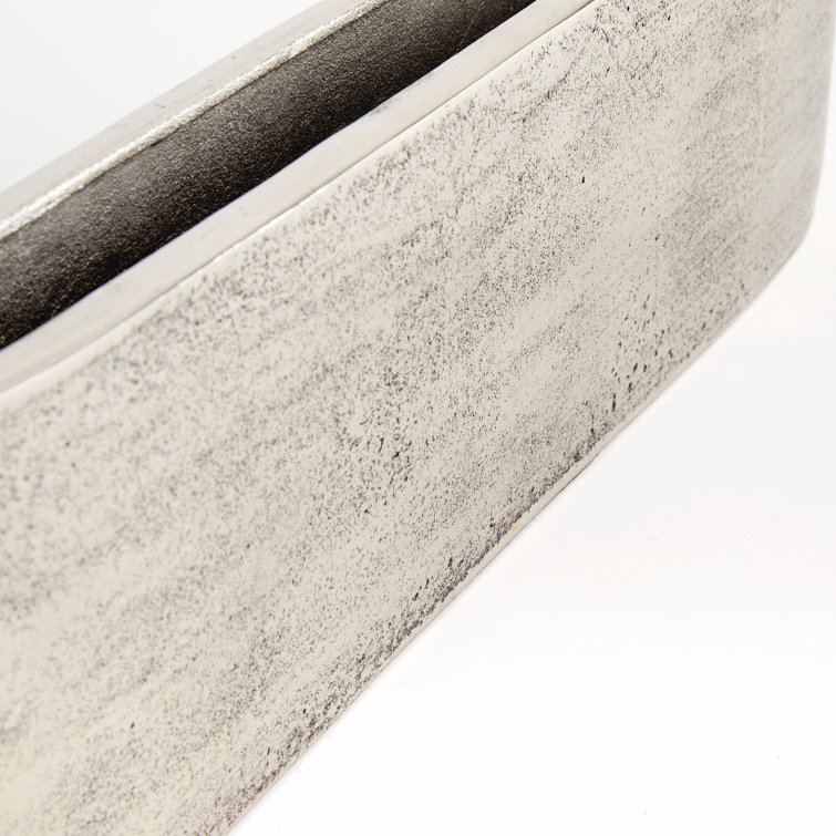 Long Narrow Silver Metal Table Vase