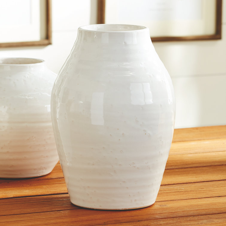 Warm White Ceramic Decorative Table Vase