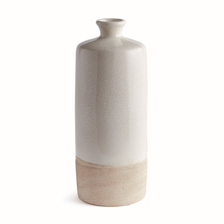 Tall Warm White Ceramic Decorative Table Vase