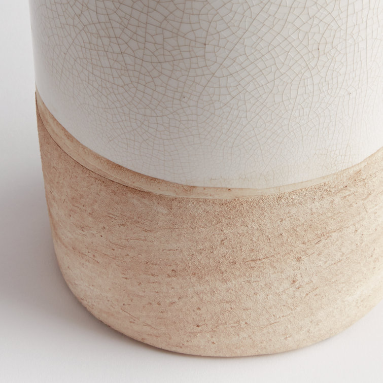 Tall Warm White Ceramic Decorative Table Vase