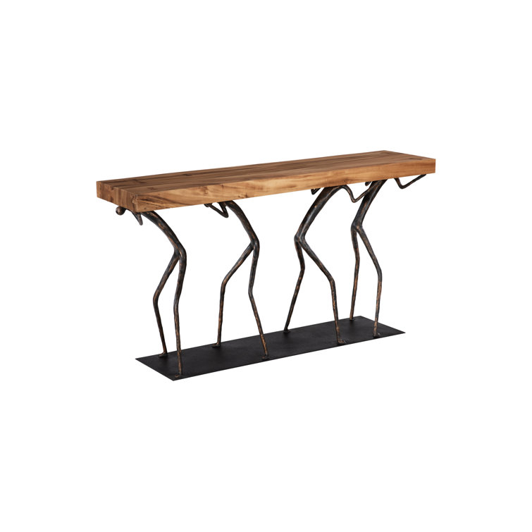 Atlas 60'' Natural Wood and Black Metal Console Table