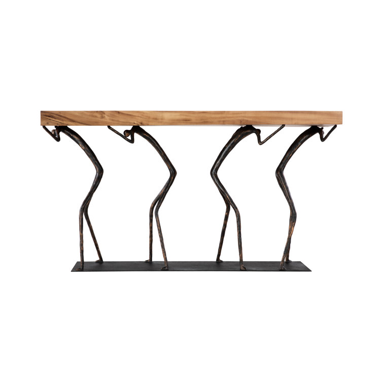 Atlas 60'' Natural Wood and Black Metal Console Table
