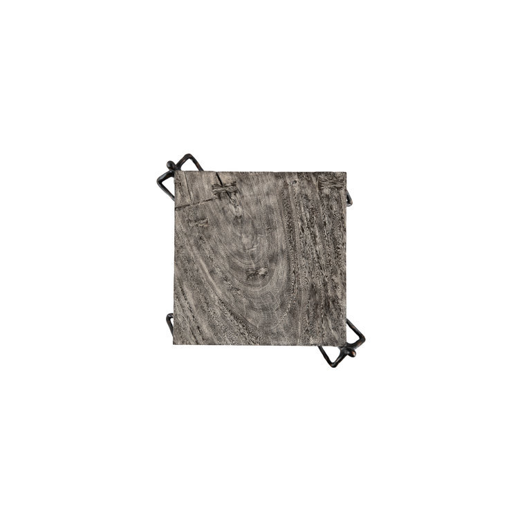 Transitional Atlas Square Side Table in Black and Gray