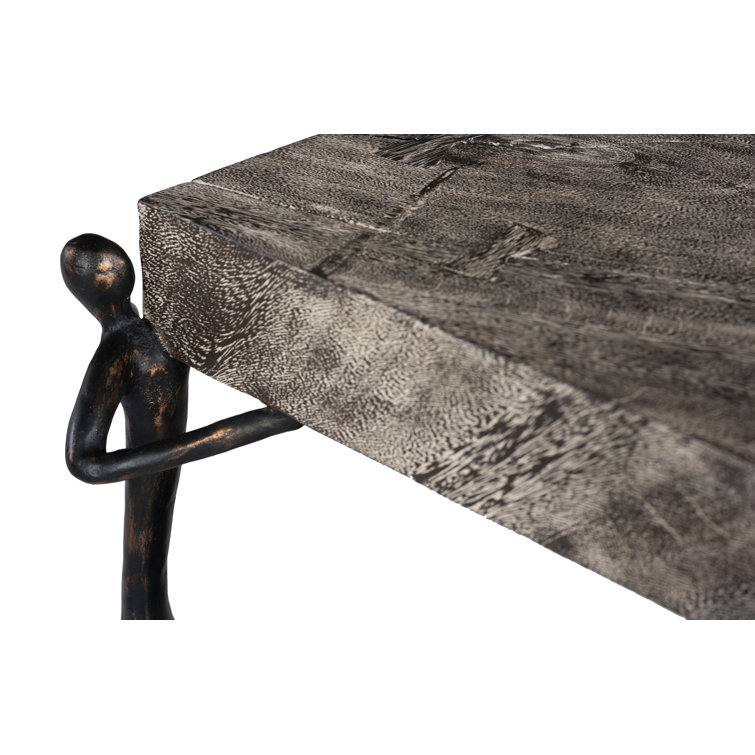 Transitional Atlas Square Side Table in Black and Gray