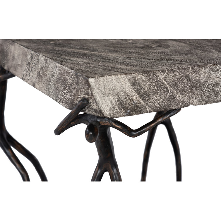 Transitional Atlas Square Side Table in Black and Gray