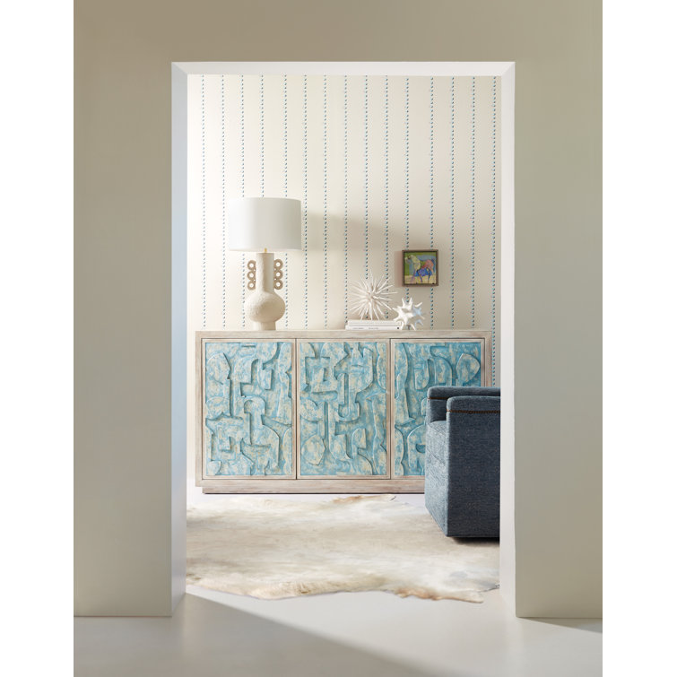 Pikaso Blue and White Oak Veneer Credenza