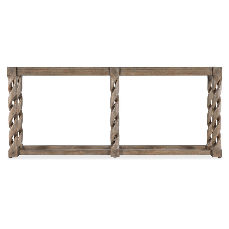 Rustic Brown Pine Veneer Console Table with Twisted Legs