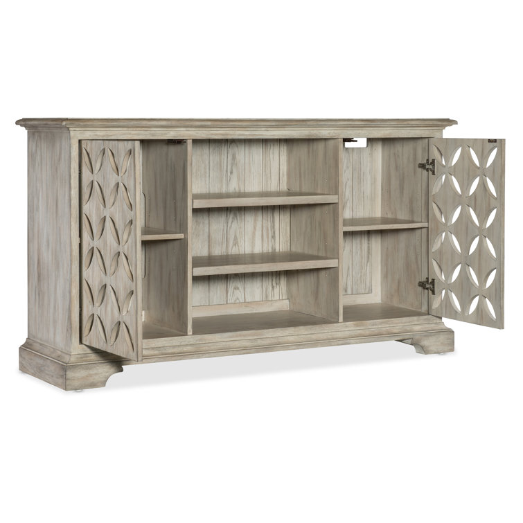 Gray Rustic Oak Veneer Entertainment Console with Cabinet