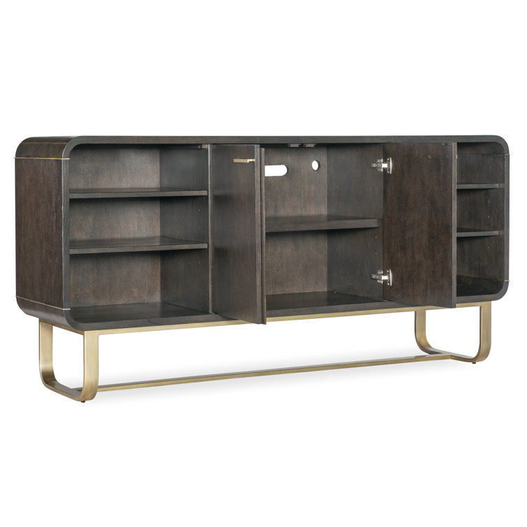 Metropolitan 74'' Brown Oak Veneer Credenza with Gold Accents