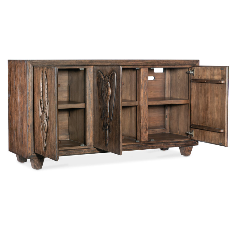 Safari Brown Pine Veneer Rustic Credenza