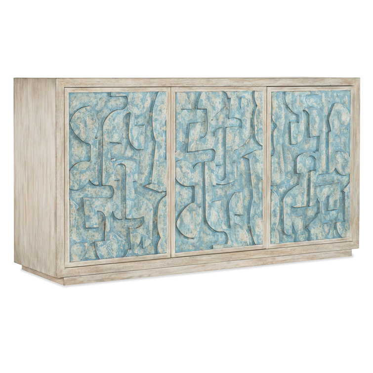 Pikaso Blue and White Oak Veneer Credenza