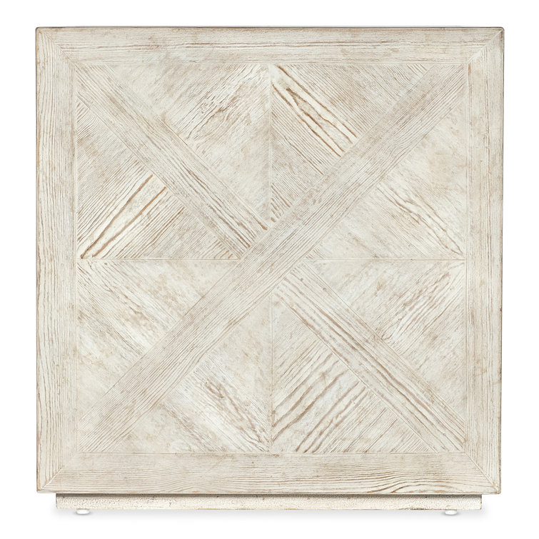 Rustic Beige Wood and Stone Square End Table