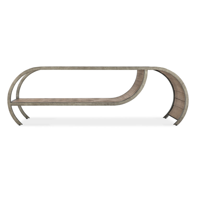 Rustic Brown Wood and Metal Open Ended Cocktail Table