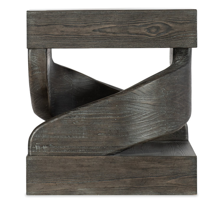 Rustic Brown Pine Veneer Twister End Table