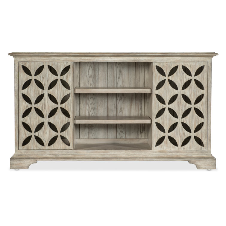 Gray Rustic Oak Veneer Entertainment Console with Cabinet