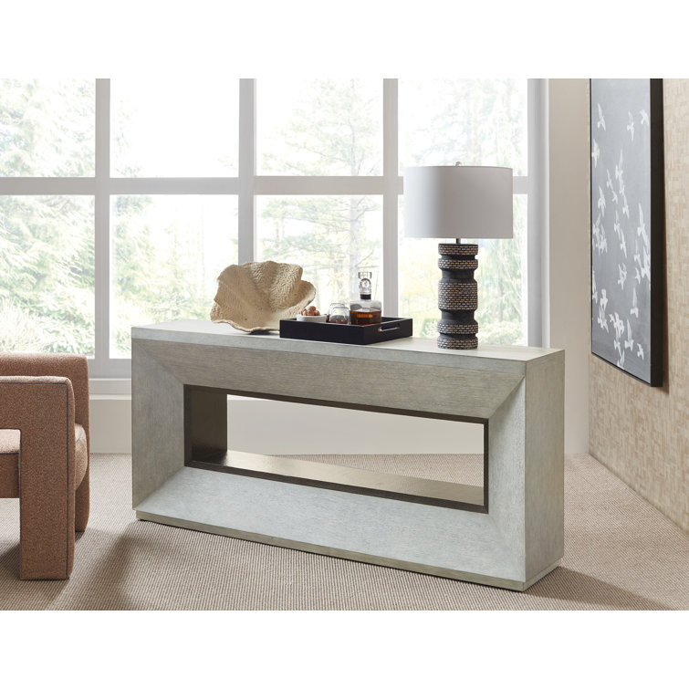 Gray Oak and Antique Brass Rustic Console with Storage