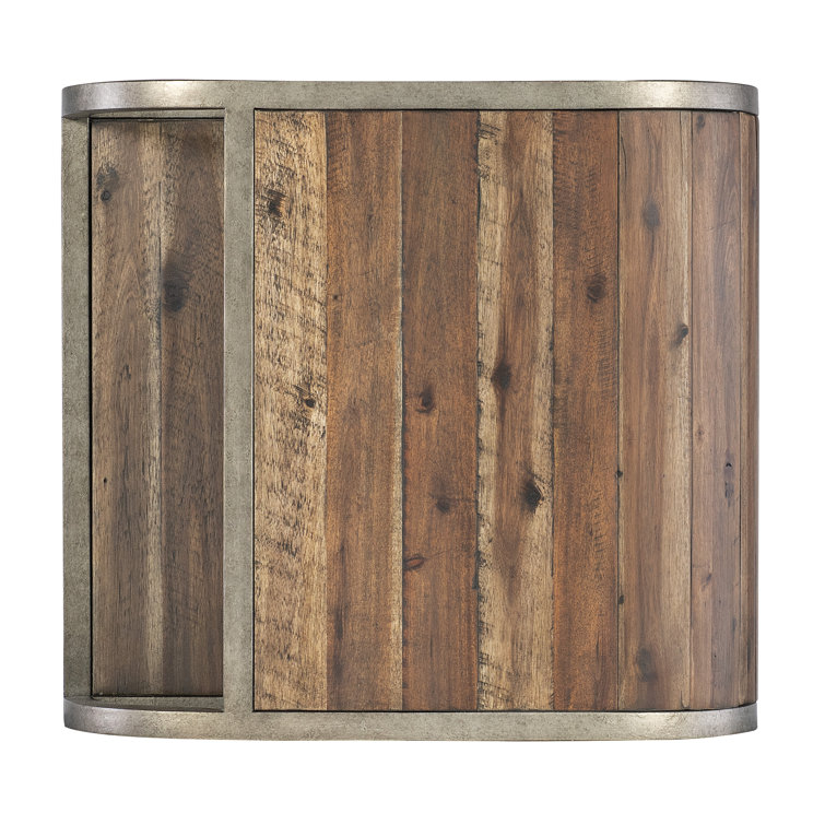 Rustic Brown Wood and Metal Open Ended End Table