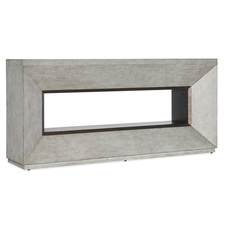Gray Oak and Antique Brass Rustic Console with Storage