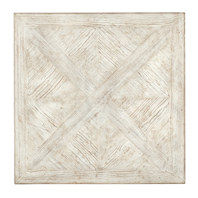 Rustic Beige Wood and Stone Square End Table