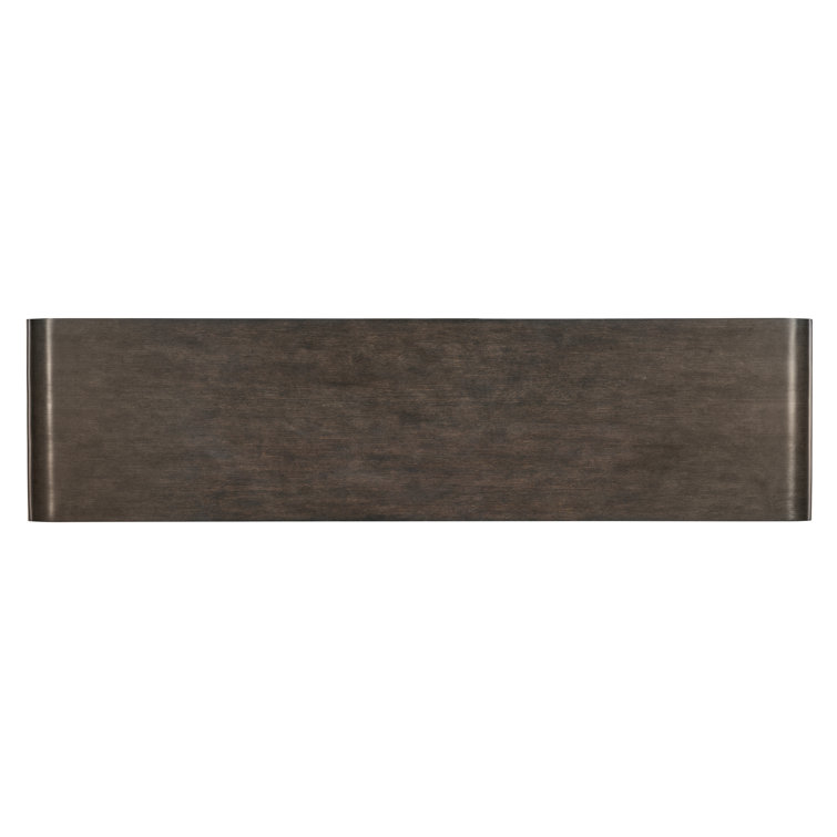 Metropolitan 74'' Brown Oak Veneer Credenza with Gold Accents