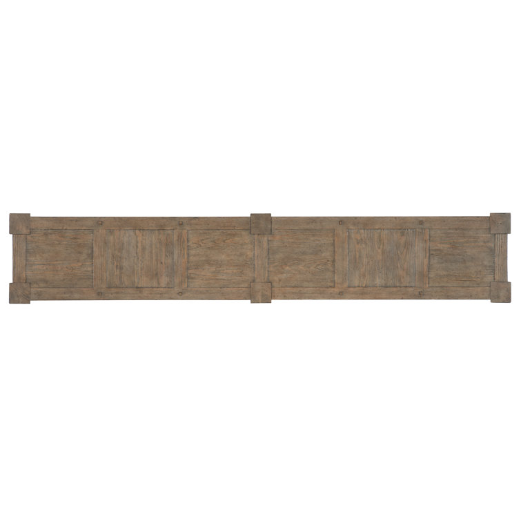Rustic Brown Pine Veneer Console Table with Twisted Legs