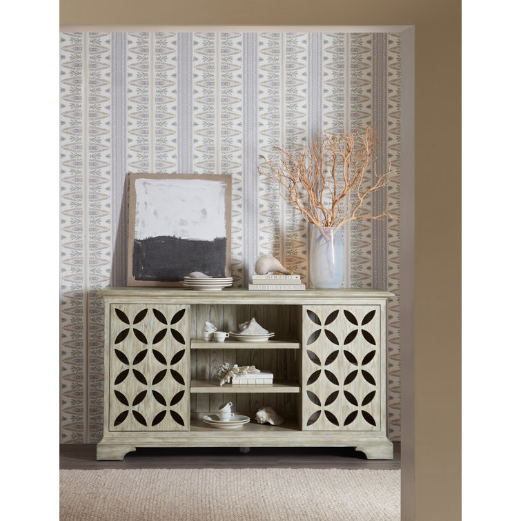 Gray Rustic Oak Veneer Entertainment Console with Cabinet