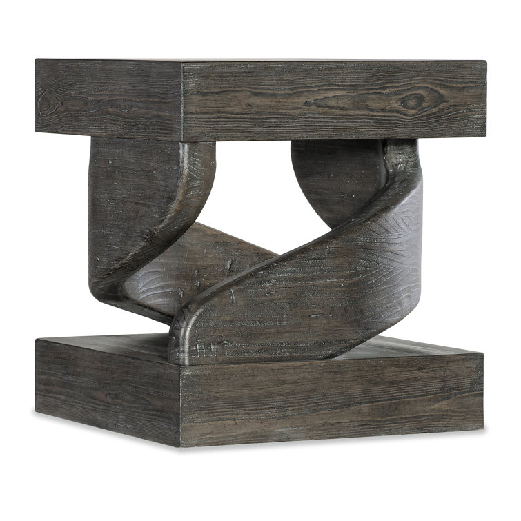 Rustic Brown Pine Veneer Twister End Table