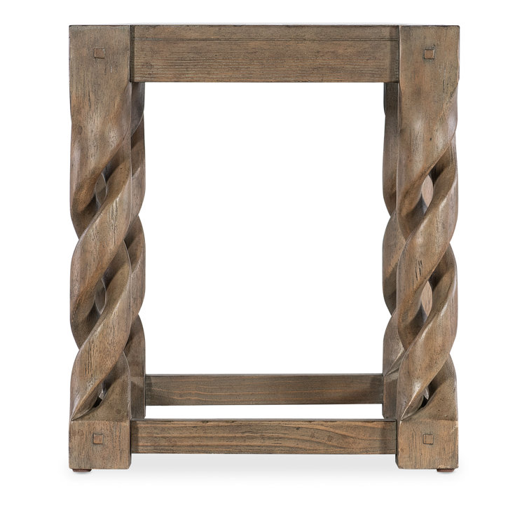 Rustic Brown Pine Veneer Rectangular End Table