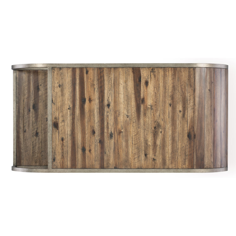 Rustic Brown Wood and Metal Open Ended Cocktail Table