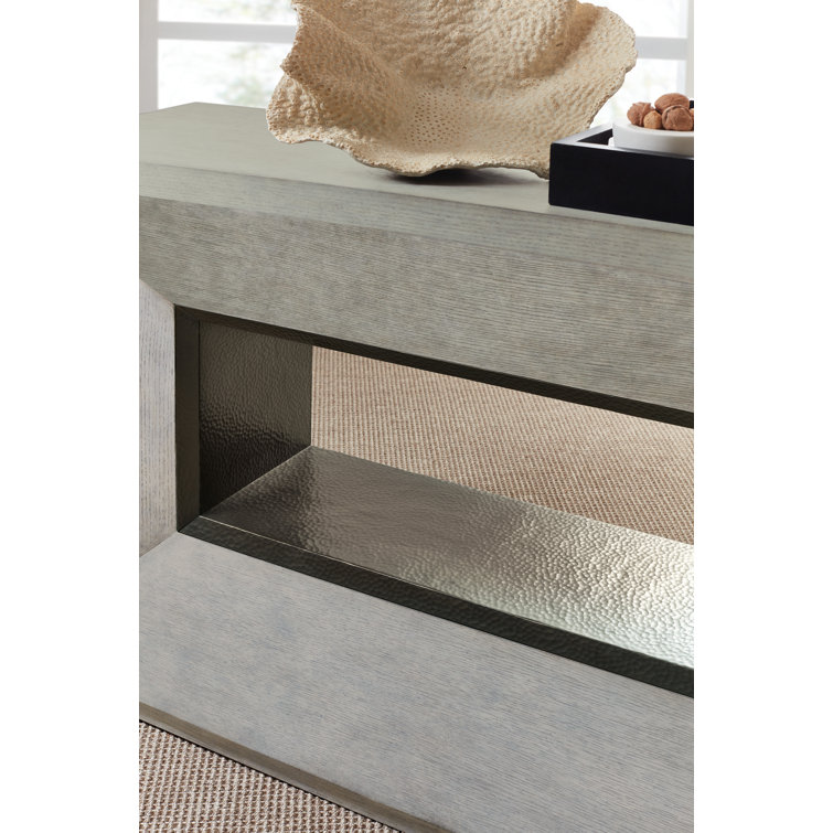 Gray Oak and Antique Brass Rustic Console with Storage
