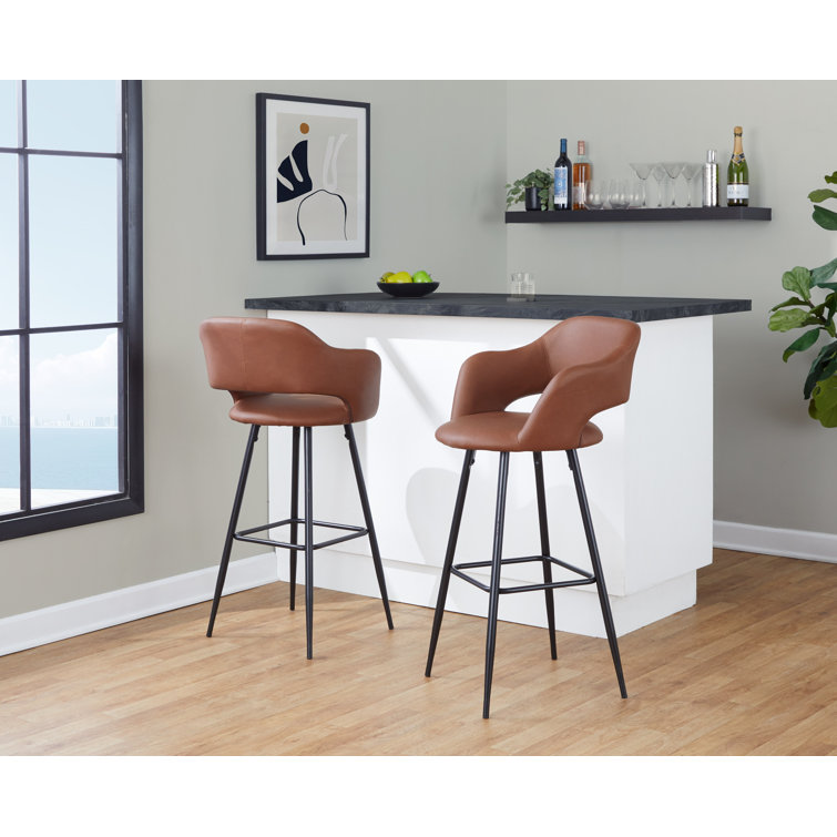Margarite 30" Brown Metal Swivel Counter-Stool Set