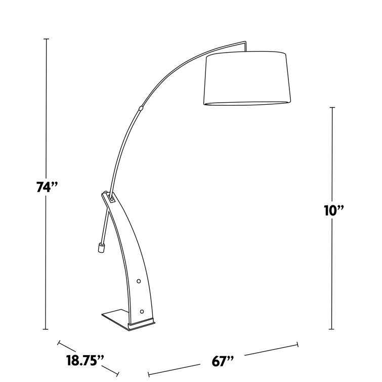 Black Arc Floor Lamp with Rattan Shade