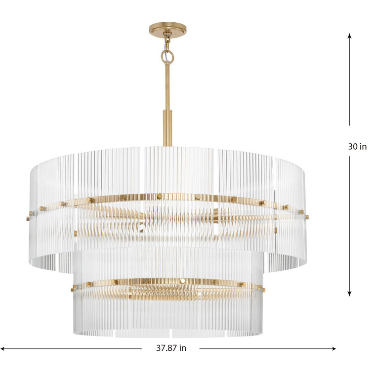 Seville Soft Gold 9-Light Contemporary Chandelier with Glass Elements