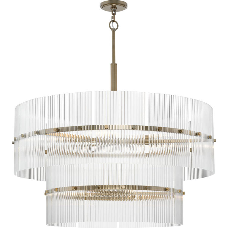 Seville Soft Gold 9-Light Contemporary Chandelier with Glass Elements