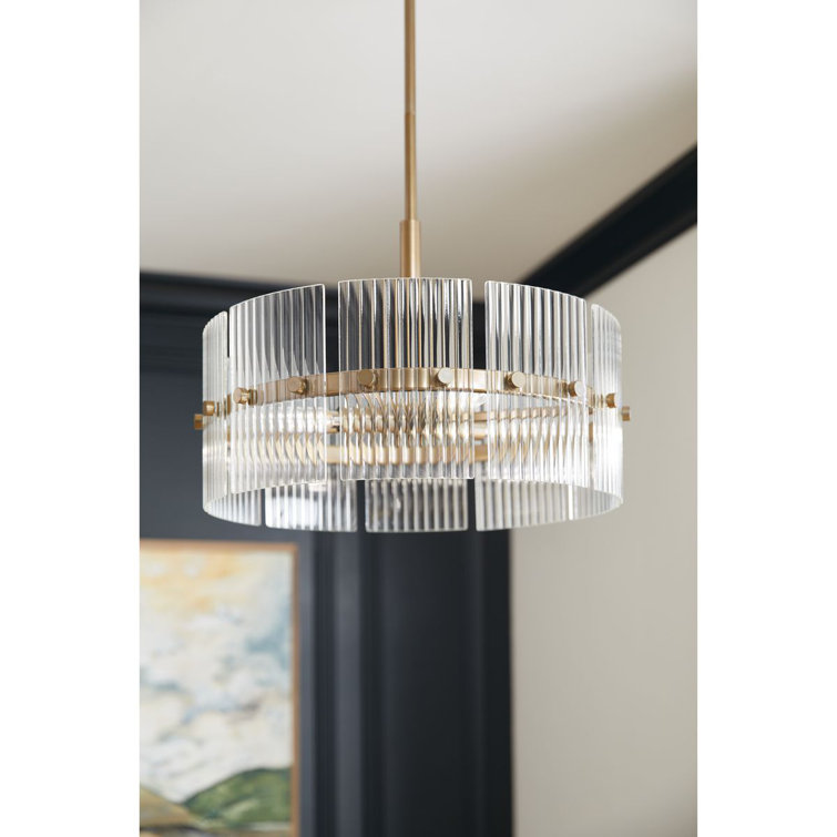 Seville Soft Gold 6-Light Drum Chandelier with Glass Elements