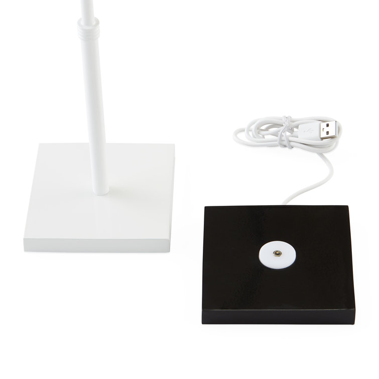 Blue Ripple Cordless Outdoor LED Table Lamp with White Base