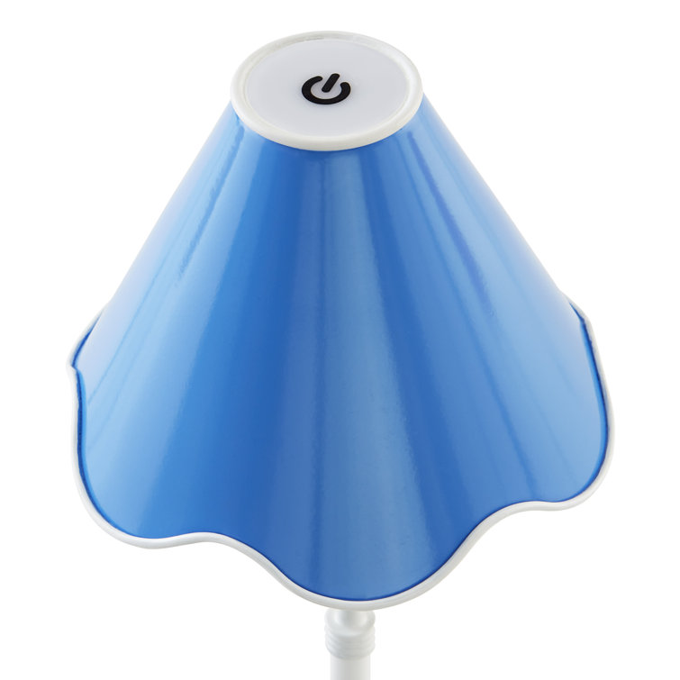 Blue Ripple Cordless Outdoor LED Table Lamp with White Base