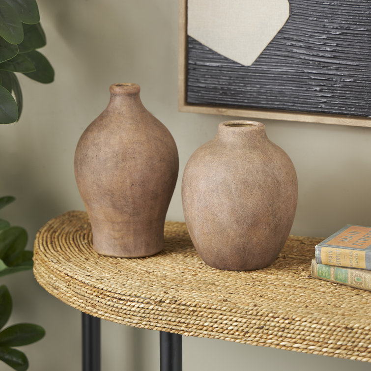 Bentley Brown Ceramic Antique Style Textured Vase Set