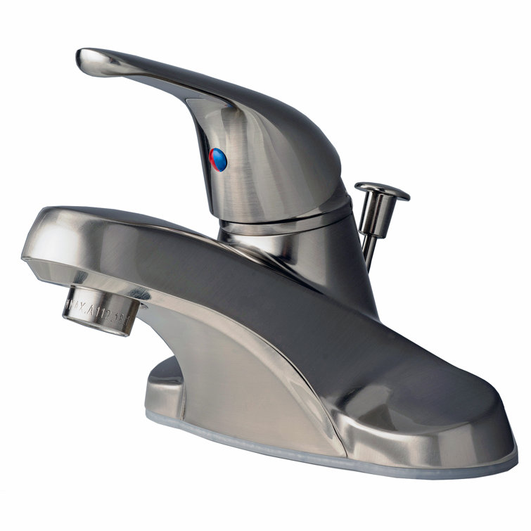 Brushed Nickel Single Handle Centerset Bathroom Faucet with Pop-Up Drain