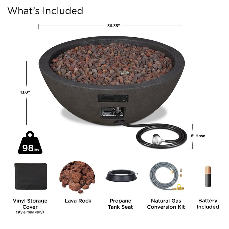 Riverside Round Gray Concrete Gas Fire Pit Table