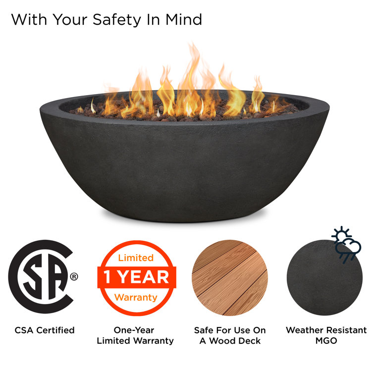 Riverside Round Gray Concrete Gas Fire Pit Table