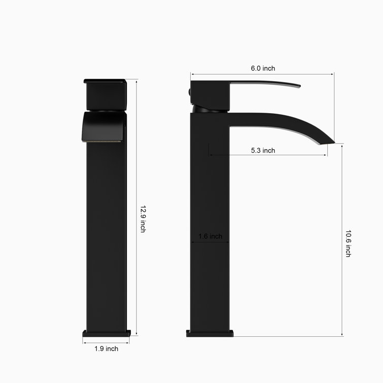 Matte Black Tall Single Handle Vessel Sink Faucet