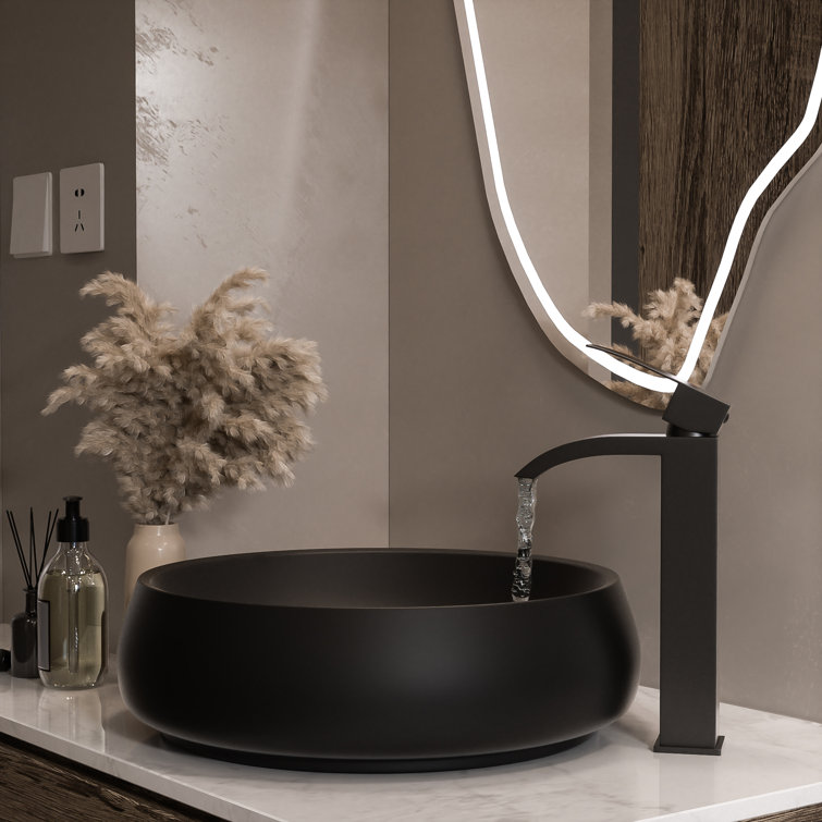 Matte Black Tall Single Handle Vessel Sink Faucet