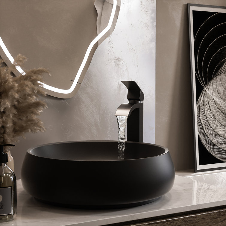 Matte Black Tall Single Handle Vessel Sink Faucet