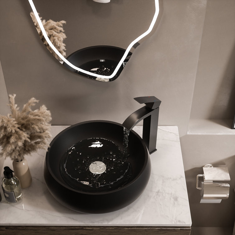 Matte Black Tall Single Handle Vessel Sink Faucet
