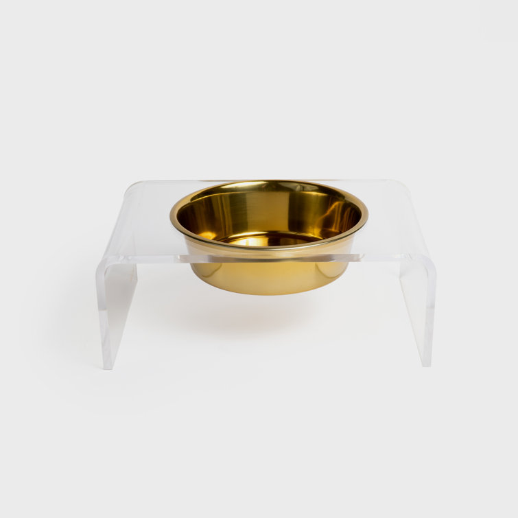 Clear Acrylic Elevated Pet Feeder with Stainless Steel Bowl