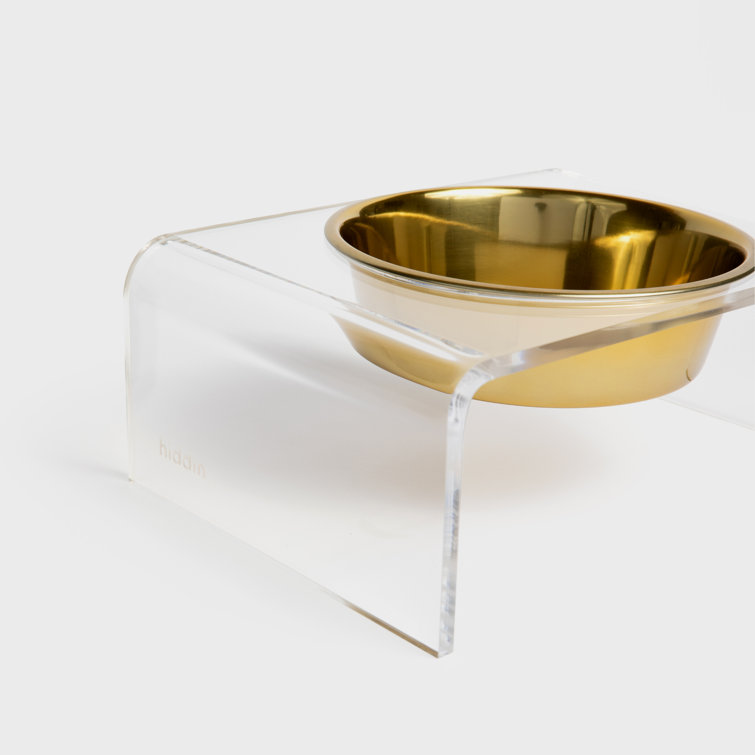 Clear Acrylic Elevated Pet Feeder with Stainless Steel Bowl